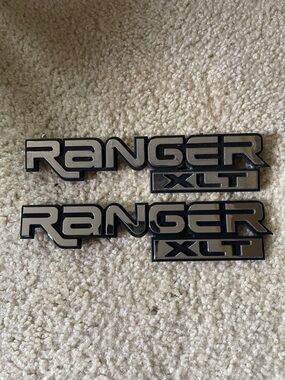 Ford RANGER XLT Emblem Badges - Black and Chrome (Pair) F67B16B114BA OEM